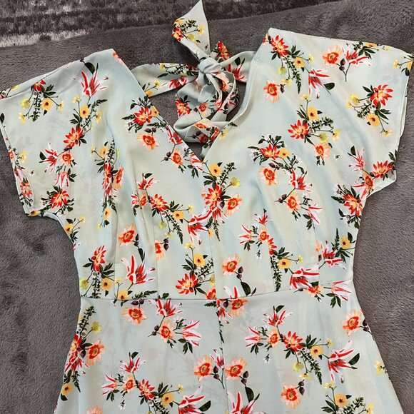 Ann Taylor Factory Mint Green Floral Midi Dress 6 Short Sleeve Cottage - Picture 3 of 10